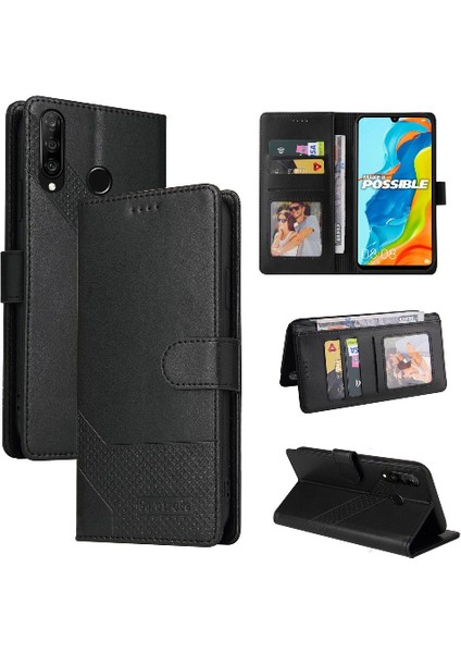 SZY Market Huawei P30 Lite Premium Deri Kickstand 4 Köşe Üç Için Flip Case (Yurt Dışından)