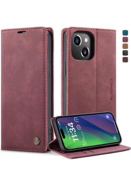 Iphone 15 Için Flip Case Artı Vintage Pu Deri Cüzdan Flip Folio Kitap (Yurt Dışından)