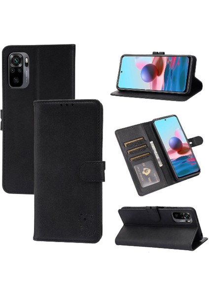 Cüzdan Kılıf Için Xiaomi Redmi Not 10T 5g Kart Tutucu Kabartmalı Kickstand (Yurt Dışından)
