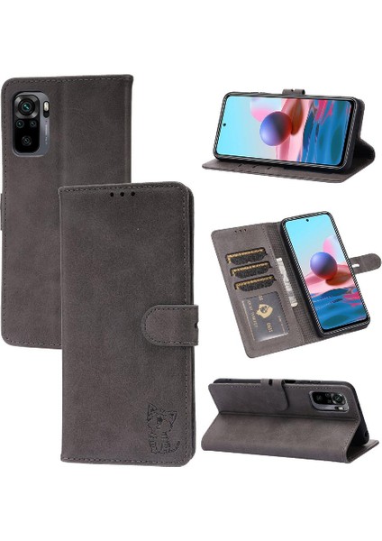 Cüzdan Kılıf Için Xiaomi Redmi Not 10T 5g Kart Tutucu Kabartmalı Kickstand (Yurt Dışından)