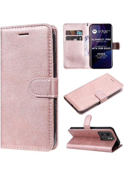 Motorola Kenar 40 5g Için Flip Case Yüksek Kalite Deri Klasik Düz Renk (Yurt Dışından)