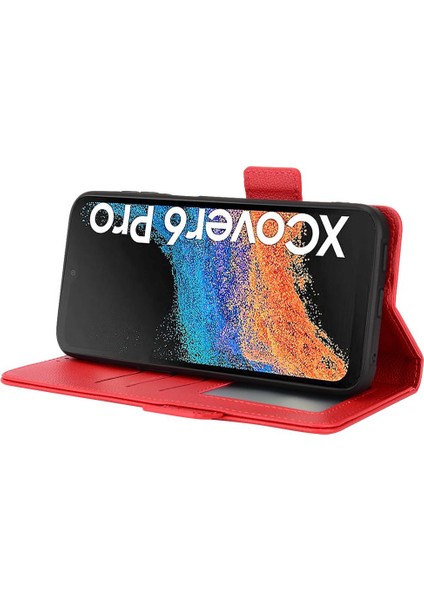 Samsung Galaxy Xcover6 Pro Pu Deri Manyetik Kart Yuvaları Tutucu (Yurt Dışından)