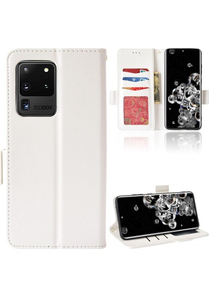 Samsung Galaxy S20 Ultra Yan Toka Cüzdan Manyetik Kart Yuvaları Için Kılıf (Yurt Dışından)