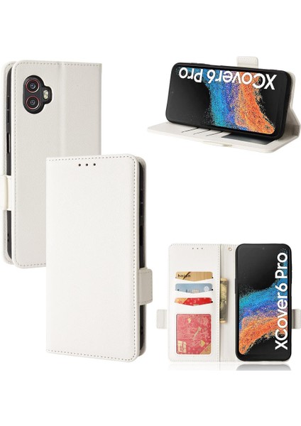 Samsung Galaxy Xcover6 Pro Pu Deri Manyetik Kart Yuvaları Tutucu (Yurt Dışından)