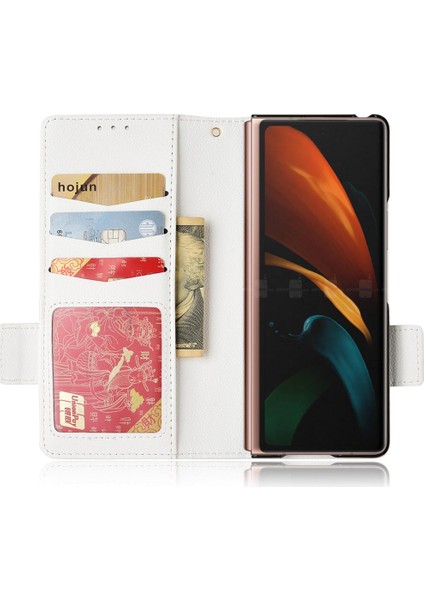 Samsung Galaxy Z Için Kılıf Fold 2 Manyetik Pu Deri Kart Yuvaları Tutucu (Yurt Dışından)