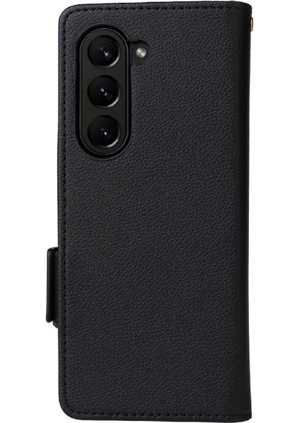 Samsung Galaxy Z Için Kılıf Fold 5 Cüzdan Yan Toka Manyetik Pu Deri (Yurt Dışından)