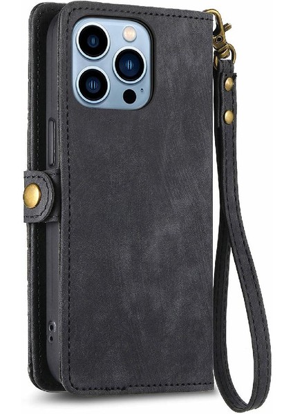 Iphone 13 Için Flip Case Pro Max Deri Kılıf Cüzdan Basit Iş Çevirme (Yurt Dışından)