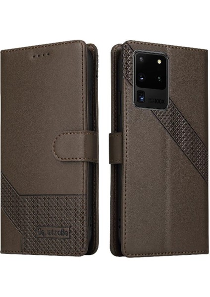 Samsung Galaxy S20 Ultra Premium Deri Üç Kart Yuvaları Için Flip Case (Yurt Dışından)