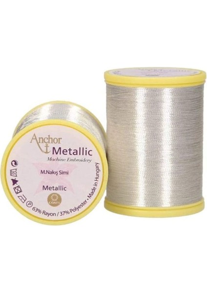 Anchor Çapa 01NO Makine Simi 25 Gram Büyük Makara - Makine Nakış Ipi Metalik 1 Numara Gümüş