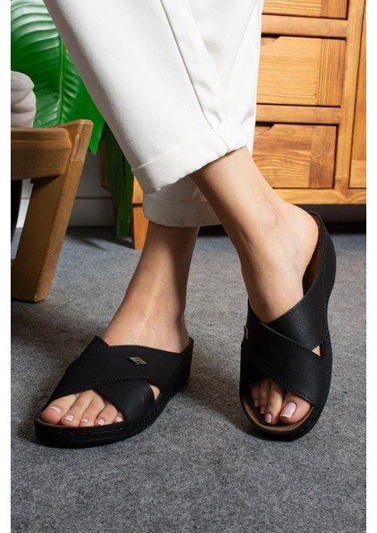 Kadın Rahat Yumuşak Çapraz Anatomik 4,5 cm Hafif Topuklu Günlük Comfort Kadın Terlik fiyatları