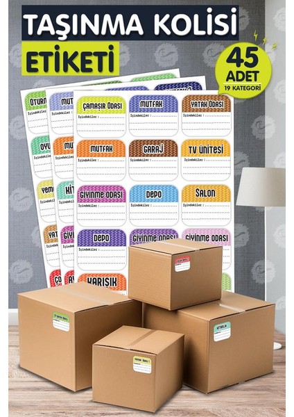 45 Adet Yapışkanlı Taşınma Kolisi Etiketi