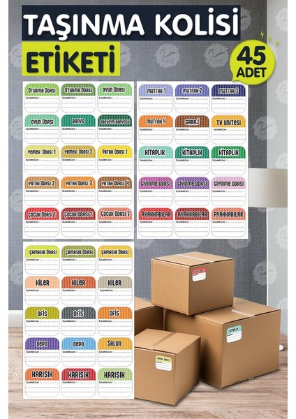 45 Adet Yapışkanlı Taşınma Kolisi Etiketi