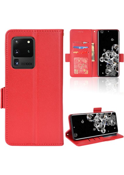 Samsung Galaxy S20 Ultra Yan Toka Cüzdan Manyetik Kart Yuvaları Için Kılıf (Yurt Dışından)