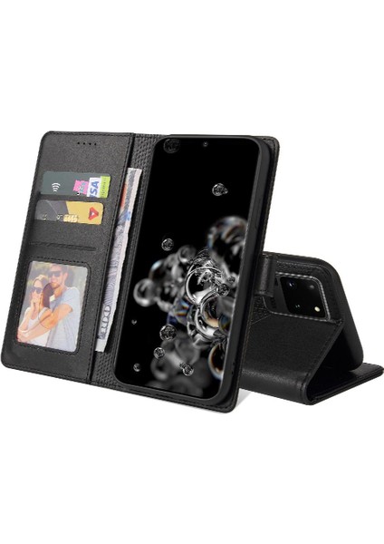 Samsung Galaxy S20 Ultra Premium Deri Üç Kart Yuvaları Için Flip Case (Yurt Dışından)