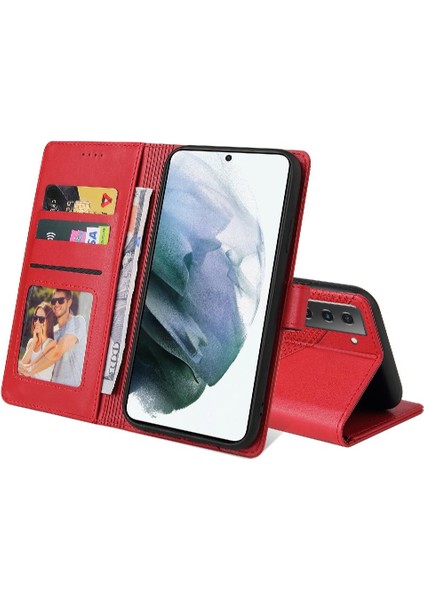 Samsung Galaxy S21 Kickstand Premium Deri Üç Kart Için Flip Case (Yurt Dışından) fiyatları