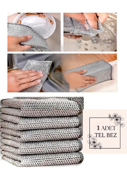 Çift Katlı Çok Amaçlı Tel Bez Mikrofiber Inox Bez Telli Bulaşık Bezi