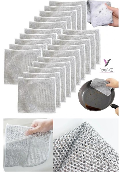 Çift Katlı Çok Amaçlı Tel Bez Mikrofiber Inox Bez Telli Bulaşık Bezi