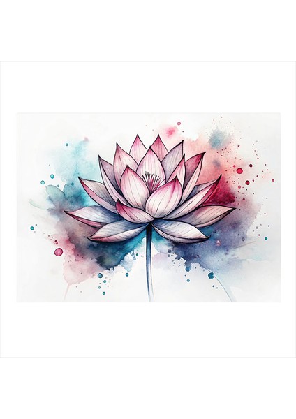 Pembe Lotus Çiçeği Desenli Ahşap Tablo 35CM X50CM