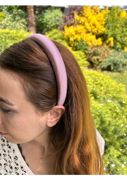 BYM491 Kadın Saten Ince Gül Kurusu Günlük Yumuşak El Dikimi Saç Aksesuarı Taç