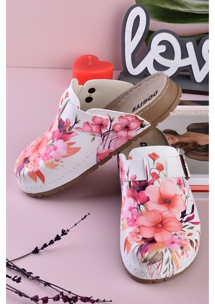 8090 Pembe Çiçek Baskılı Konfort Sabo Terlik fiyatları