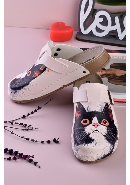 8082 Korkmuş Kedi Baskılı Konfort Sabo Terlik fırsatları