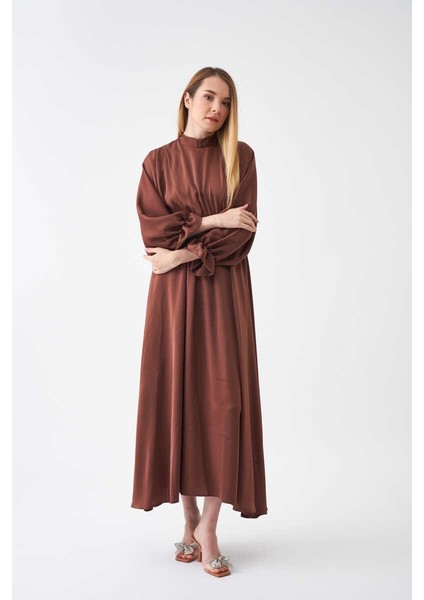 Beli Lastikli Abiye Elbise Kahve fiyatları