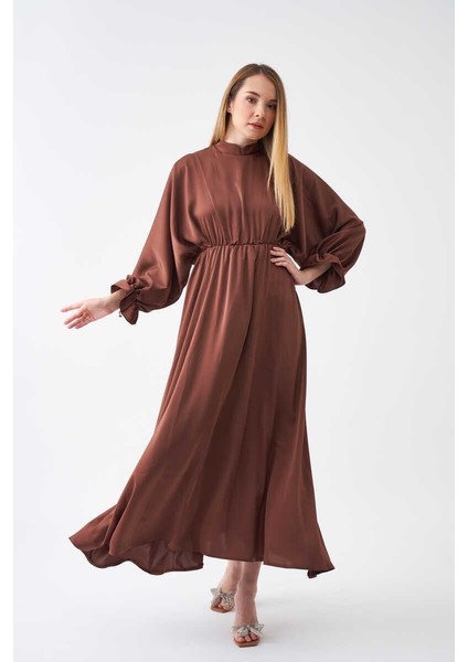 Beli Lastikli Abiye Elbise Kahve modelleri