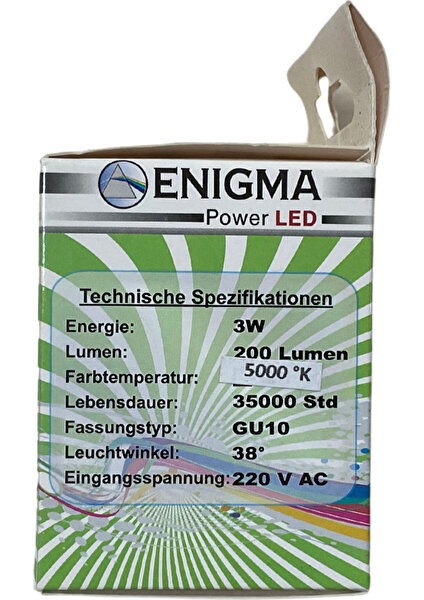 Luna LED Spot GU10 3W 5000K 38° Lensli 200LM