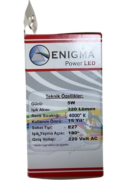 Inci LED Ampul E27 5W 4000K IP20 450LM