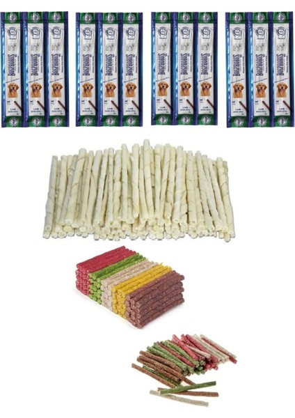 25 Li Renkli Munchy Ödül Çubuğu +160 Lı Burgu Çubuk + 4 Paket Kuzulu Stick Köpek Ödülü