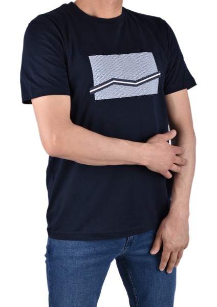 RYM-8370 Bisiklet Yaka Desenli Tişört/lacivert/l modelleri