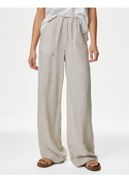 Wide Leg Keten Pantolon