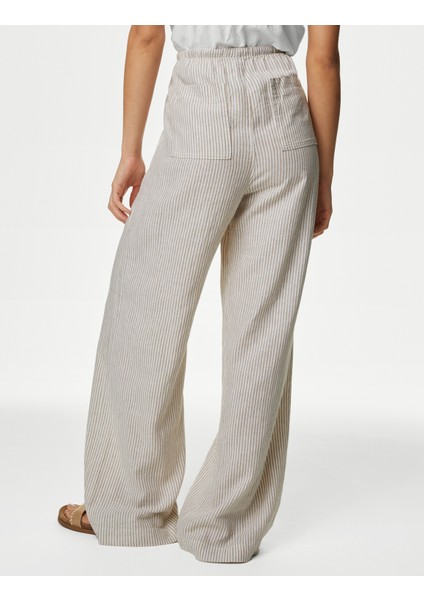 Wide Leg Keten Pantolon