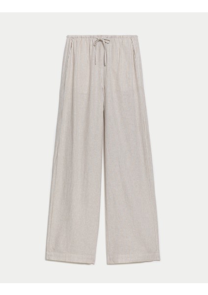 Wide Leg Keten Pantolon