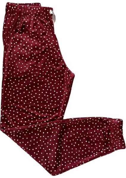 Kadın Kadife Yumuşak Bilek Manşetli/lastikli Cepli Pijama Jogger Eşofman Tek Alt