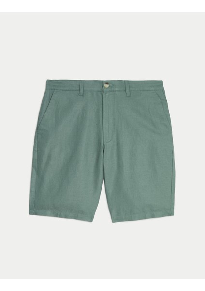 Regular Fit Keten Chino Şort indirimleri