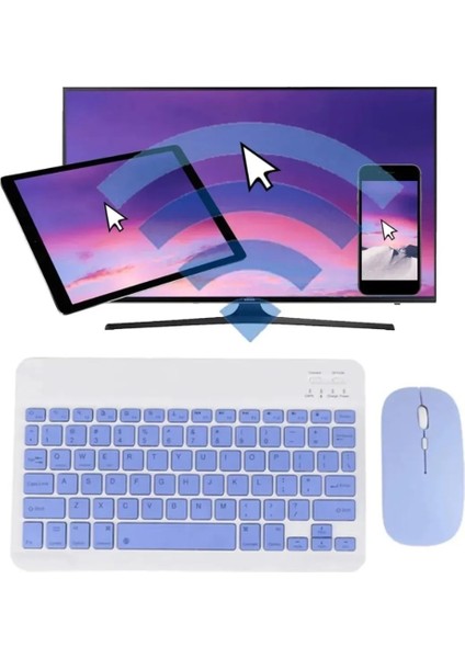 Alfa MEC Apple iPad Pro 13 2024 Uyumlu Kablosuz Bluetooth Klavye+Mouse Set