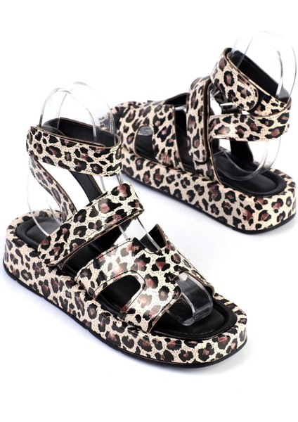 Ebbe Kadın Sandalet Bantlı Bilekten Dolamalı Leopar