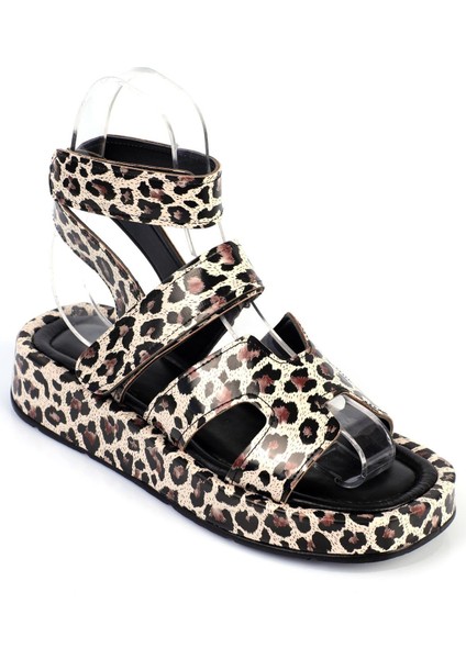 Ebbe Kadın Sandalet Bantlı Bilekten Dolamalı Leopar fiyatları