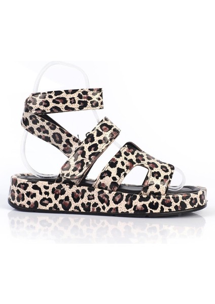 Ebbe Kadın Sandalet Bantlı Bilekten Dolamalı Leopar modelleri