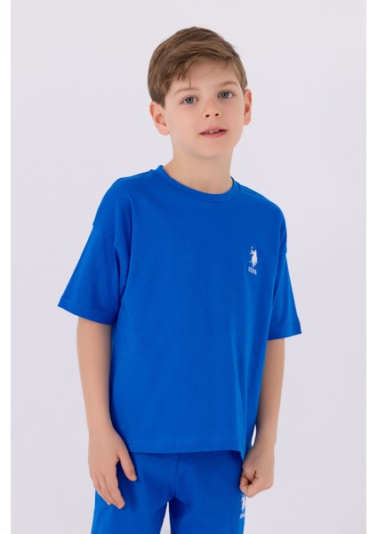 Erkek Çocuk Saks Mavi Bermuda Takımı