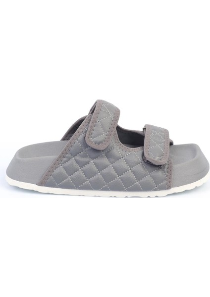 Uldvinya Kadın Terlik Çift Kapitone Desenli Gri Deri fiyatları