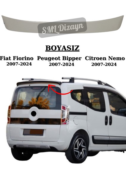 SML Dizayn Fiat Fiorino-Peugeot Bipper-Citroen Nemo 2007-2024 Bagaj Üstü Tavan Spoiler-Spoyler-Rüzgarlık-Kanat-Çıta Boyasız