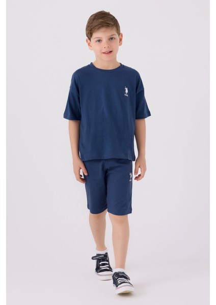 Erkek Çocuk Petrol Mavi Bermuda Takımı