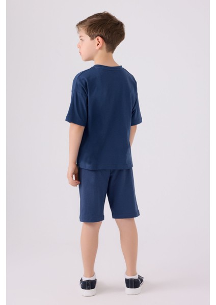 Erkek Çocuk Petrol Mavi Bermuda Takımı indirimleri