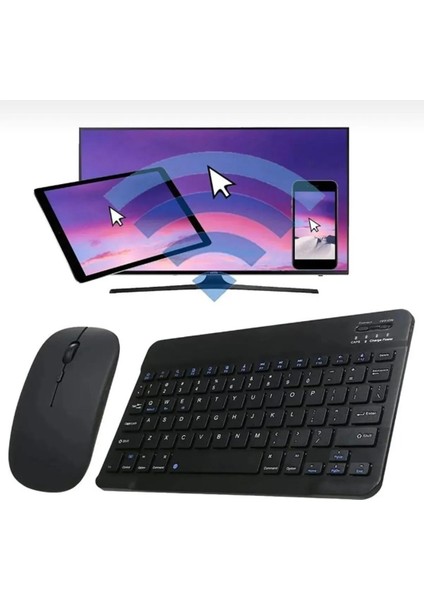 Alfa MEC Apple iPad Pro 13 2024 Uyumlu Kablosuz Bluetooth Klavye+Mouse Set