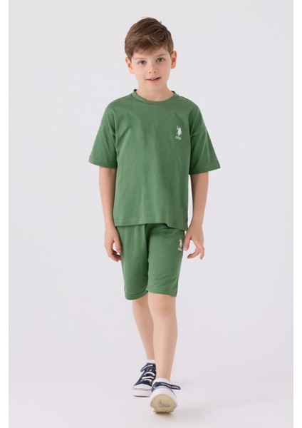 Erkek Çocuk Çam Yeşili Bermuda Takımı