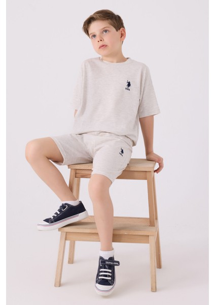 Erkek Çocuk Bej Melanj Bermuda Takımı modelleri