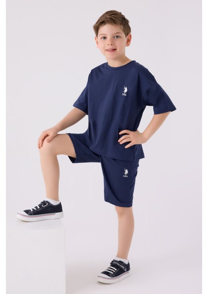 Erkek Çocuk Koyu Indigo Bermuda Takımı