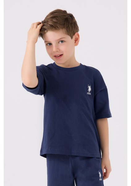 Erkek Çocuk Koyu Indigo Bermuda Takımı